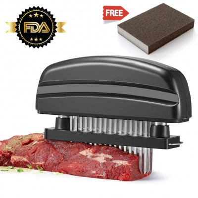 Meat Tenderizer, 48 Blade Meat Tenderizer Tool Easy to Take Apart and Wash,for Tenderizing BBQ, Steak, Turkey, Chicken, Beef, Veal, Pork, Fish, Gift- Emery Dish Washing Sponge