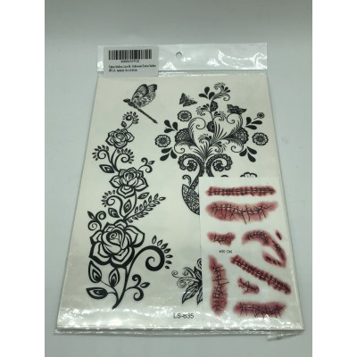 Tatouages temporaires, Tatouages Temporaires Autocollants De L'Art Du Corps De Mode, Tatouages Faux Imperméables, Noir Temporaire Tatouages De Ensemble de 8 Feuilles, Cadeau -1 X Halloween autocollant de tatouage 